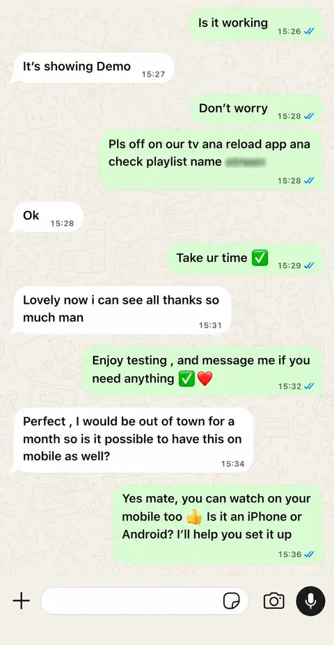 Customer WhatsApp review: “Lovely, now I can see all. Thanks so much man.”